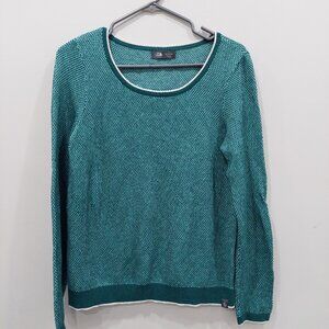 The North Face Women's M textured waffle knit sweater Green Cotton Cashmere Wool